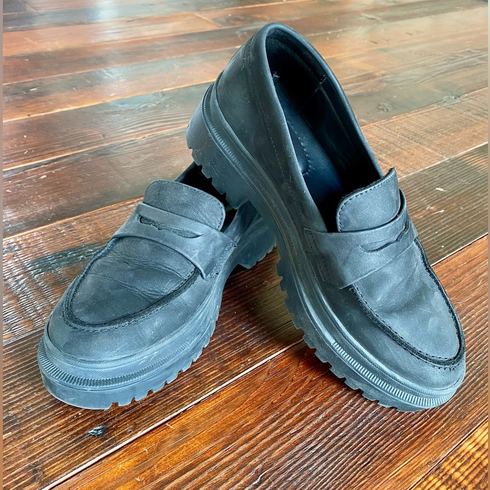 Portland Leather Black Platform Loafers - Picture 6 of 6